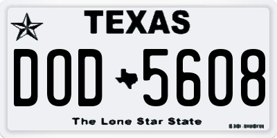 TX license plate DOD5608