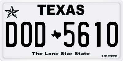 TX license plate DOD5610