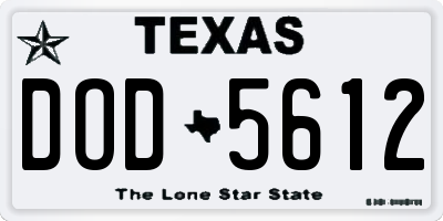 TX license plate DOD5612