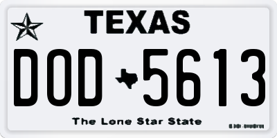 TX license plate DOD5613