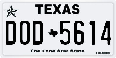 TX license plate DOD5614