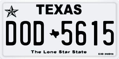 TX license plate DOD5615