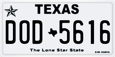 TX license plate DOD5616