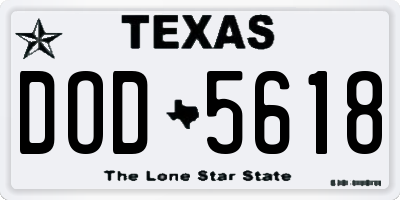 TX license plate DOD5618