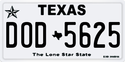 TX license plate DOD5625