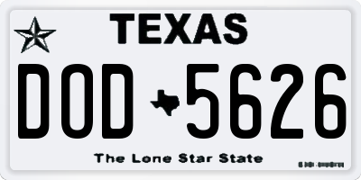 TX license plate DOD5626