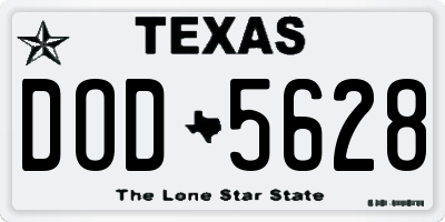 TX license plate DOD5628