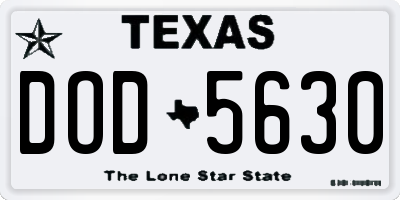 TX license plate DOD5630