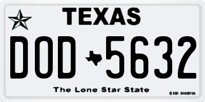 TX license plate DOD5632