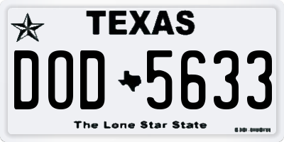 TX license plate DOD5633