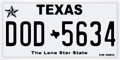 TX license plate DOD5634
