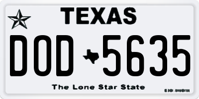 TX license plate DOD5635