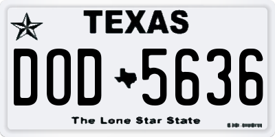 TX license plate DOD5636