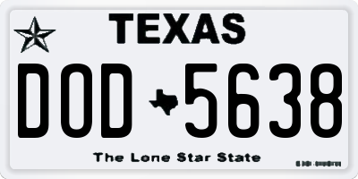 TX license plate DOD5638