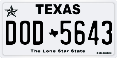 TX license plate DOD5643