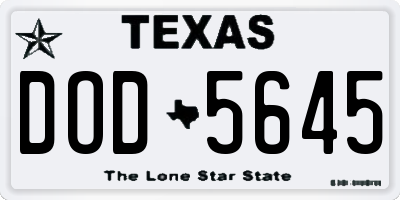 TX license plate DOD5645