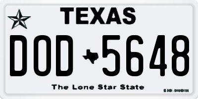 TX license plate DOD5648
