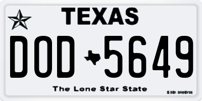 TX license plate DOD5649
