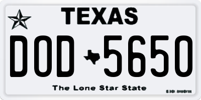 TX license plate DOD5650