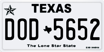 TX license plate DOD5652