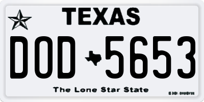 TX license plate DOD5653