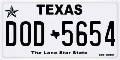 TX license plate DOD5654