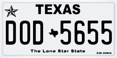 TX license plate DOD5655
