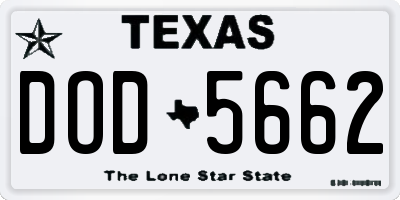 TX license plate DOD5662