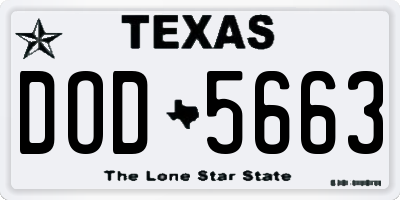 TX license plate DOD5663