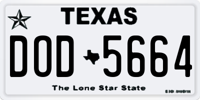TX license plate DOD5664