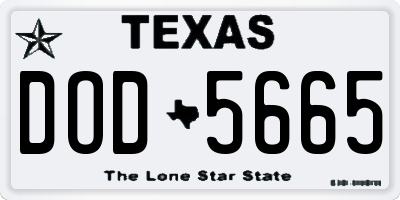 TX license plate DOD5665