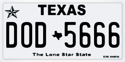 TX license plate DOD5666