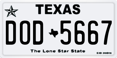 TX license plate DOD5667