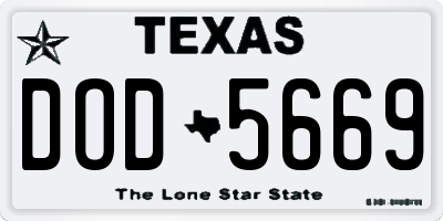 TX license plate DOD5669