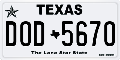 TX license plate DOD5670