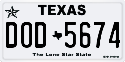 TX license plate DOD5674