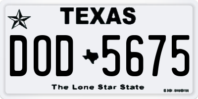 TX license plate DOD5675
