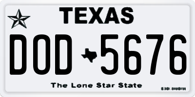 TX license plate DOD5676