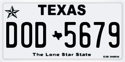 TX license plate DOD5679