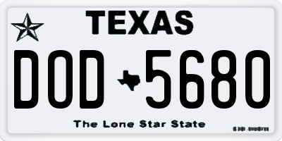 TX license plate DOD5680