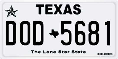 TX license plate DOD5681