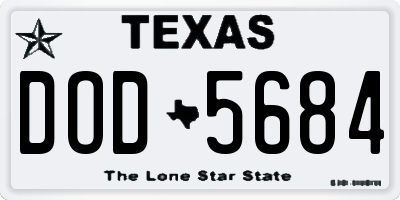 TX license plate DOD5684