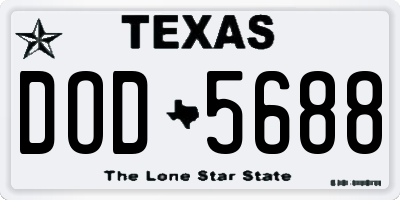 TX license plate DOD5688