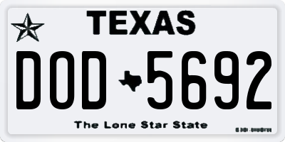 TX license plate DOD5692