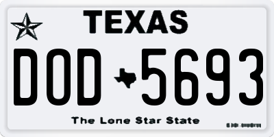 TX license plate DOD5693
