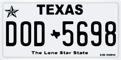 TX license plate DOD5698