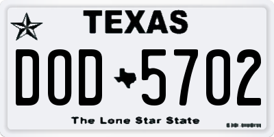 TX license plate DOD5702