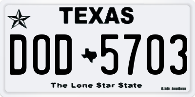 TX license plate DOD5703