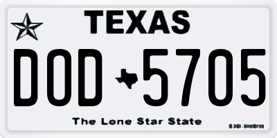 TX license plate DOD5705