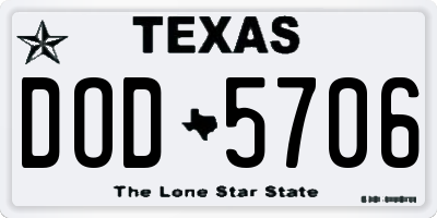 TX license plate DOD5706